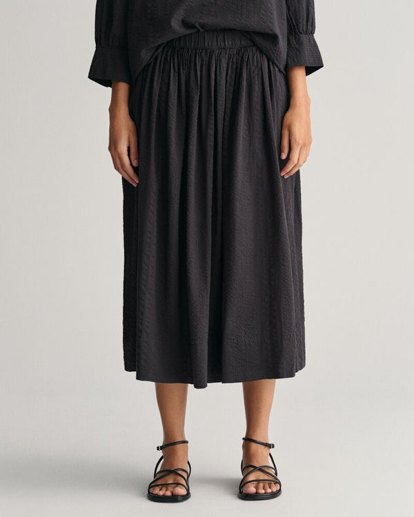 Seersucker Striped Pull-On Skirt