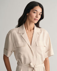 Pocket Short Sleeve Shirt Dress Soft Oat / 32