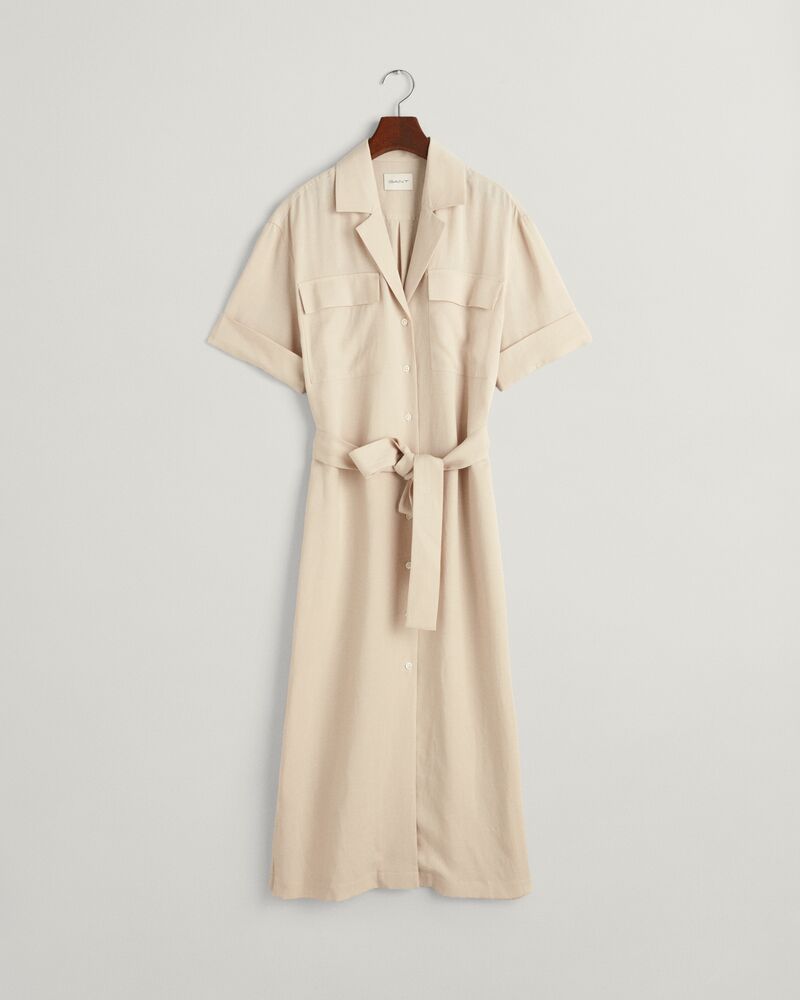 Pocket Short Sleeve Shirt Dress Soft Oat / 32