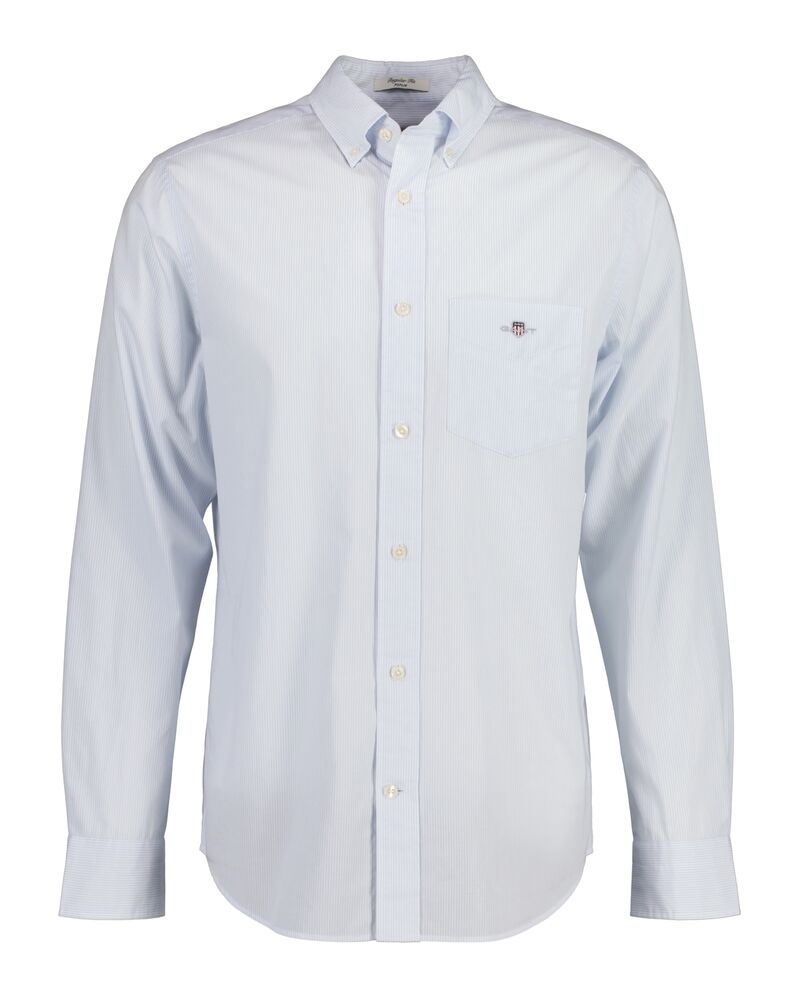 REGULAR Fit  CLASSIC SHORT SLEEVE  Banker Stripe Poplin Shirt LIGHT BLUE / S