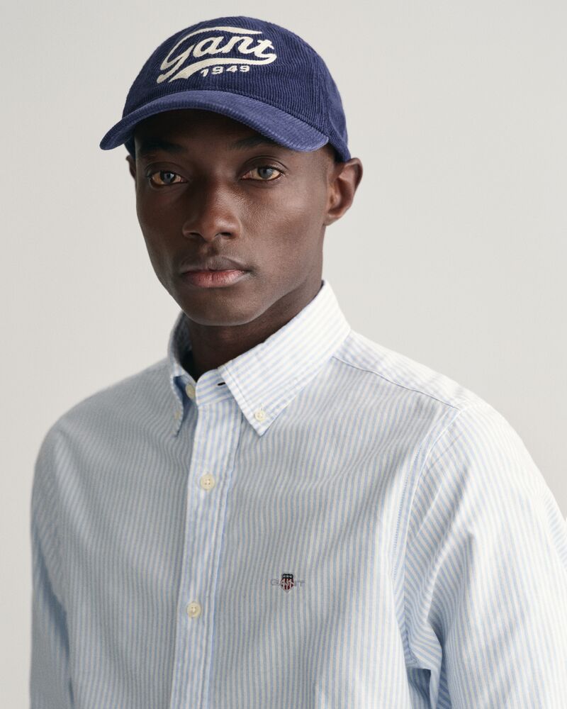 Slim Fit Banker Stripe  CLASSIC SHORT SLEEVE  Oxford Shirt