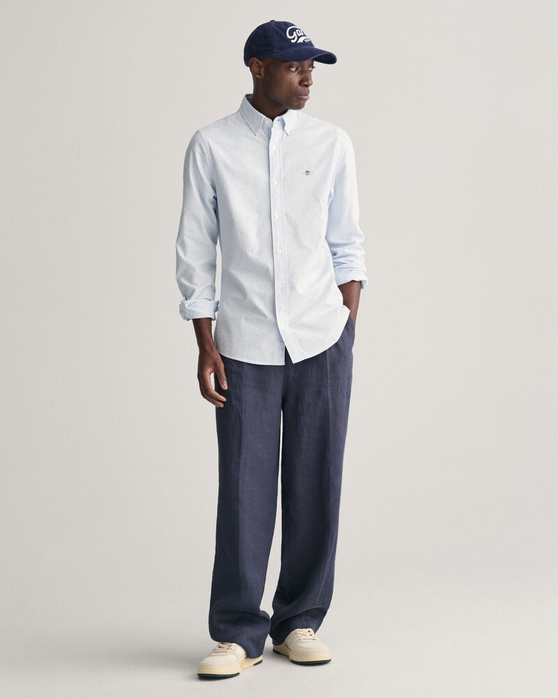 Slim Fit Banker Stripe  CLASSIC SHORT SLEEVE  Oxford Shirt