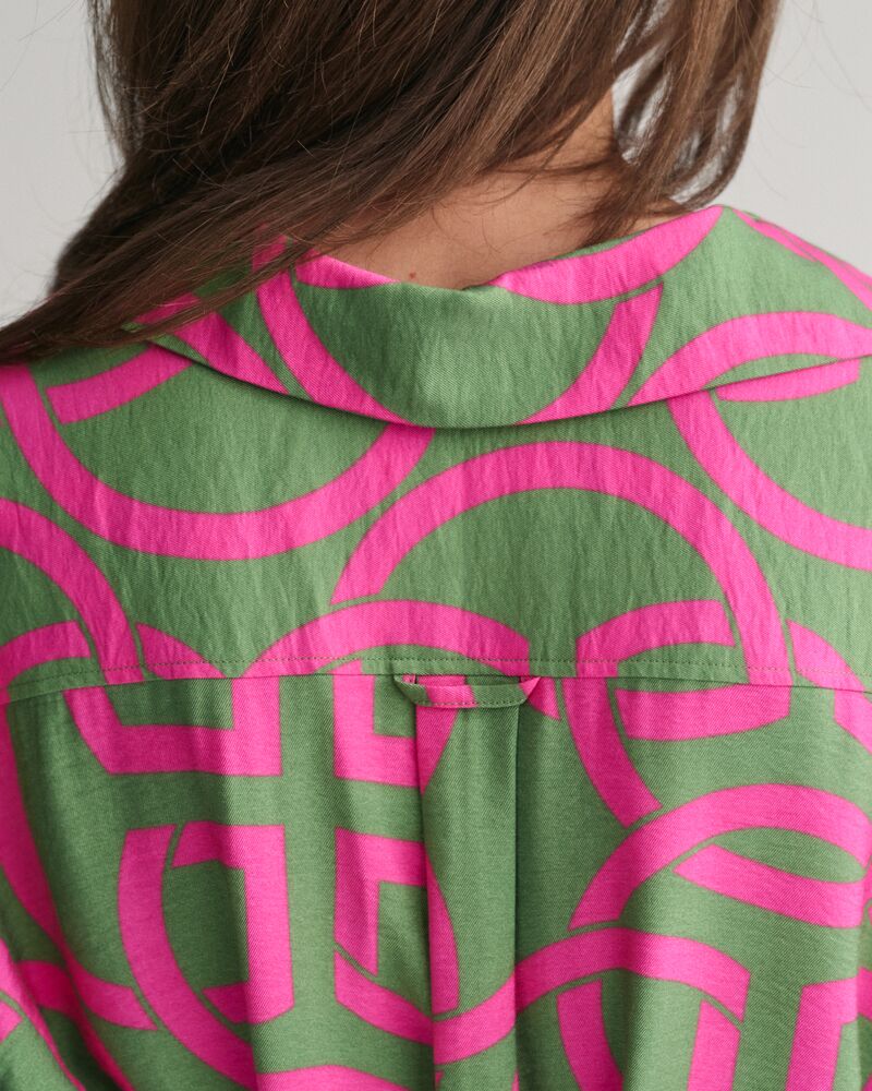 Monogram Print Short Sleeve Caftan Perky Pink / 32