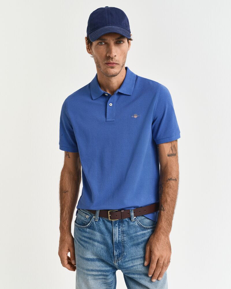 REGULAR Fit Shield Piqué Polo Shirt RICH BLUE / S