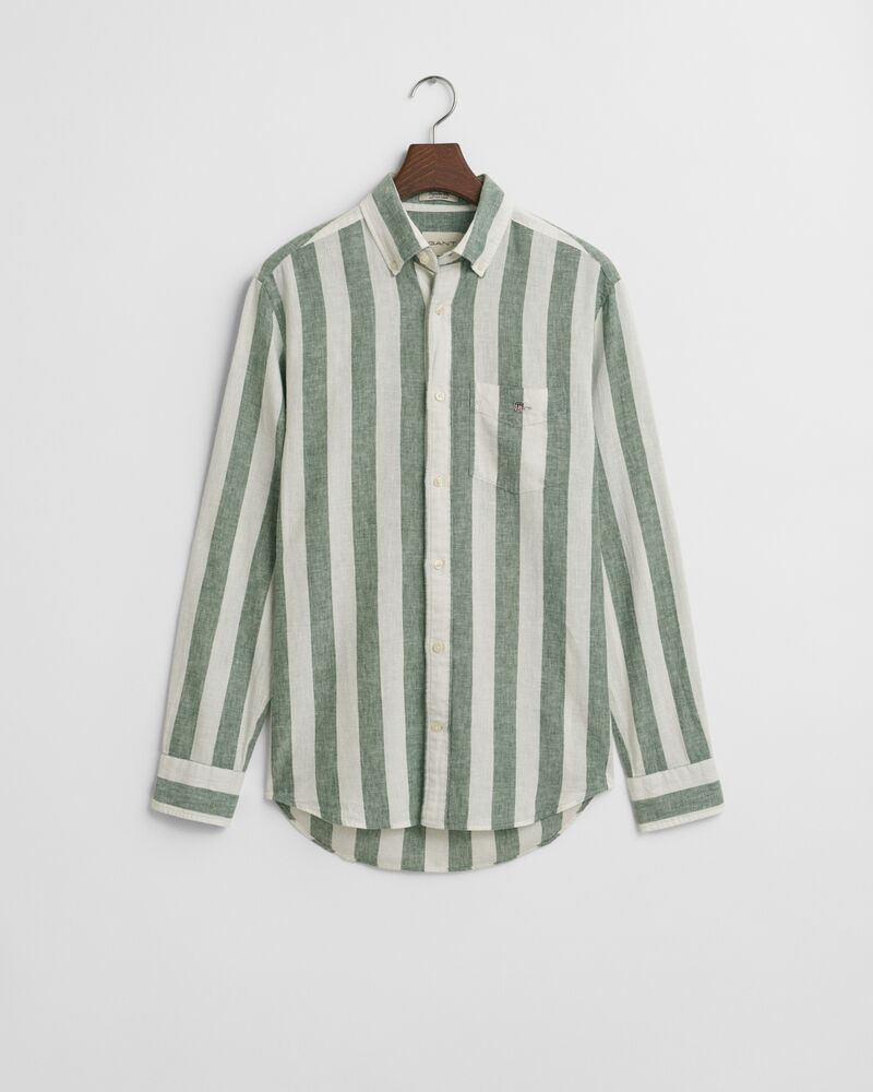 Gant Regular Fit Bold Striped Cotton Linen Shirt
