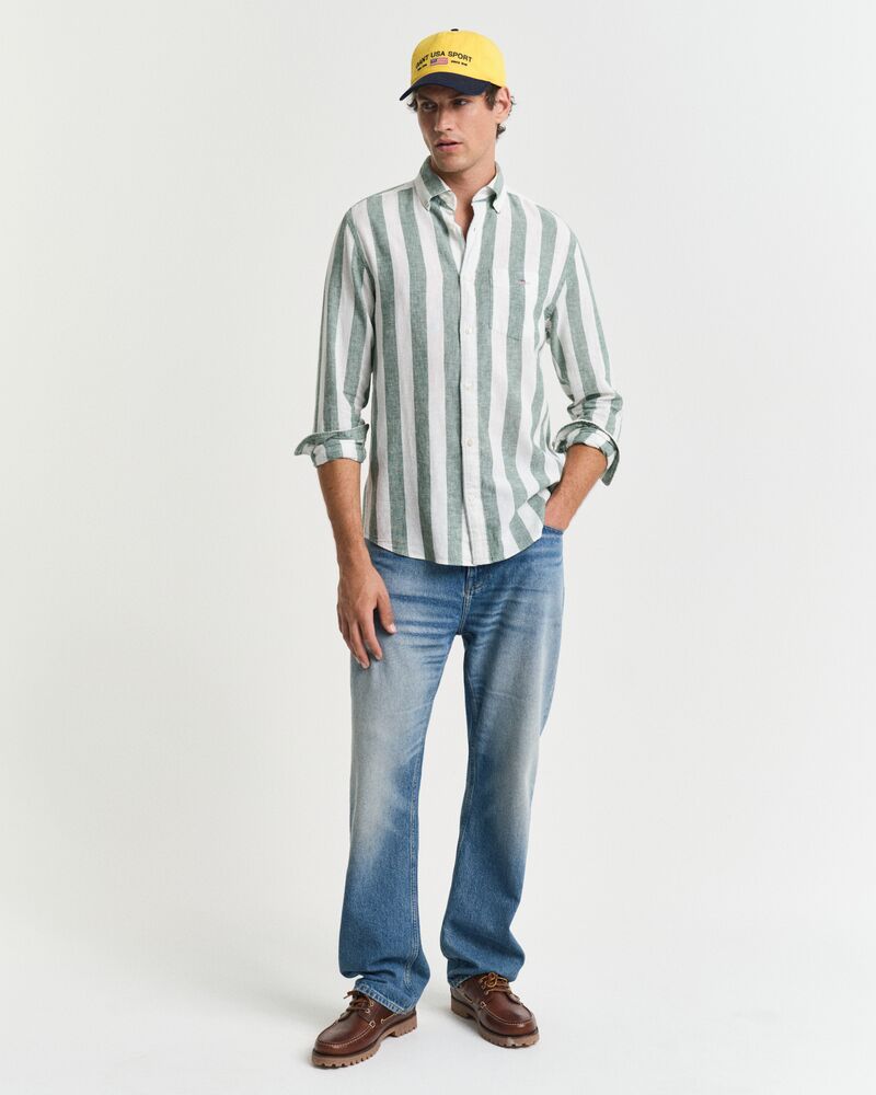 Gant Regular Fit Bold Striped Cotton Linen Shirt