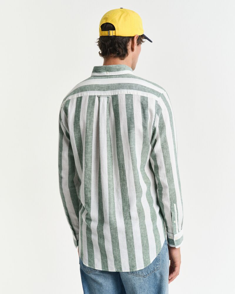Gant Regular Fit Bold Striped Cotton Linen Shirt