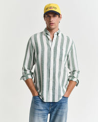 Gant Regular Fit Bold Striped Cotton Linen Shirt