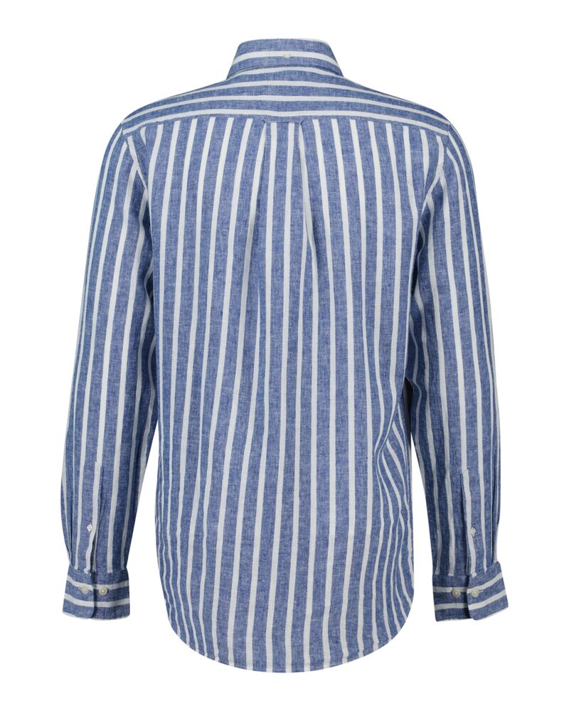 REGULAR Fit Striped Cotton Linen Shirt RICH BLUE / XS