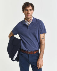 REGULARular Fit Shield Piqué Polo Shirt DK JEANSBLUE MELANGE / S