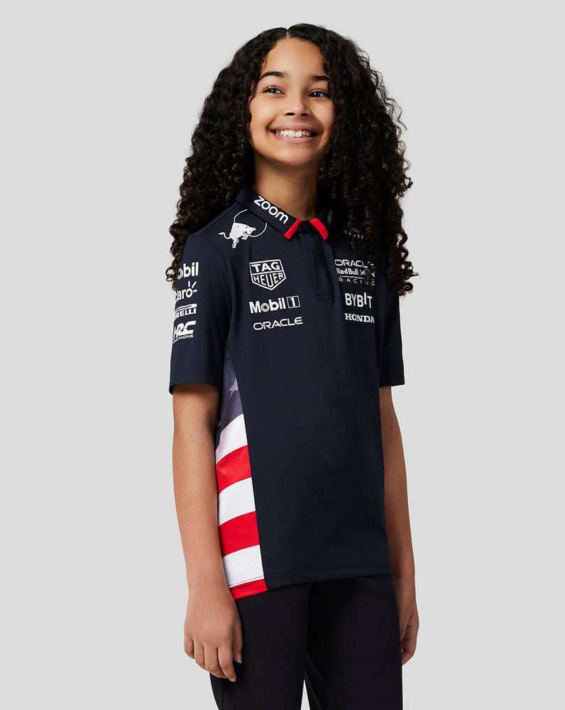 Oracle Red Bull Racing Junior Official Teamline America Race Team Polo - Night Sky - Red Bull Racing Kids America Polo