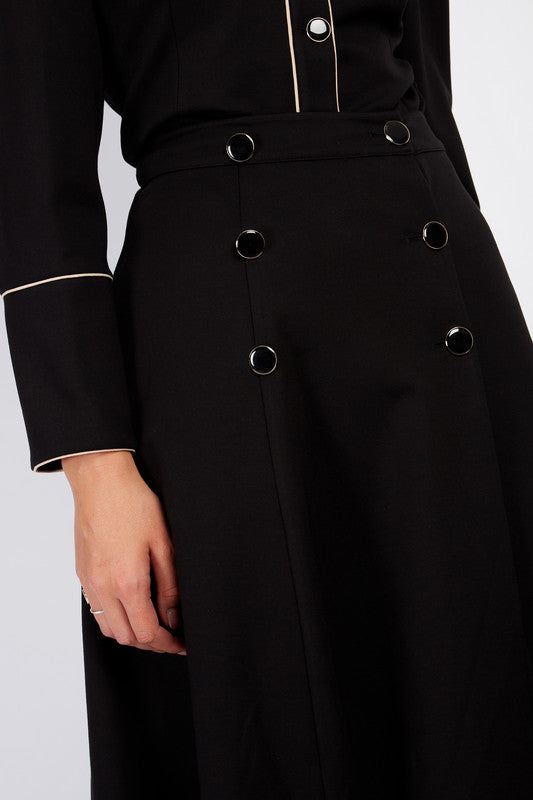 Little Mistress Black Button Skirt