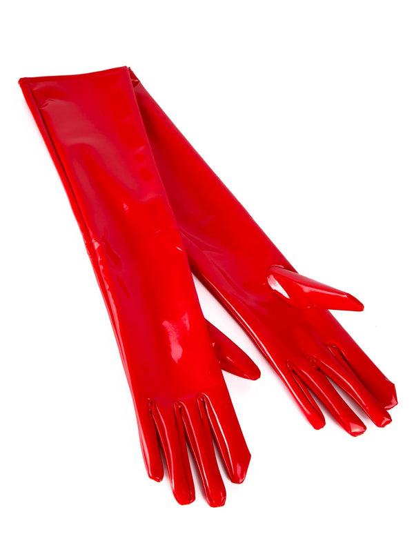 قفازات Ann Summers حمراء بمظهر مبلل