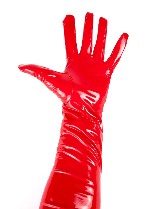 قفازات Ann Summers حمراء بمظهر مبلل