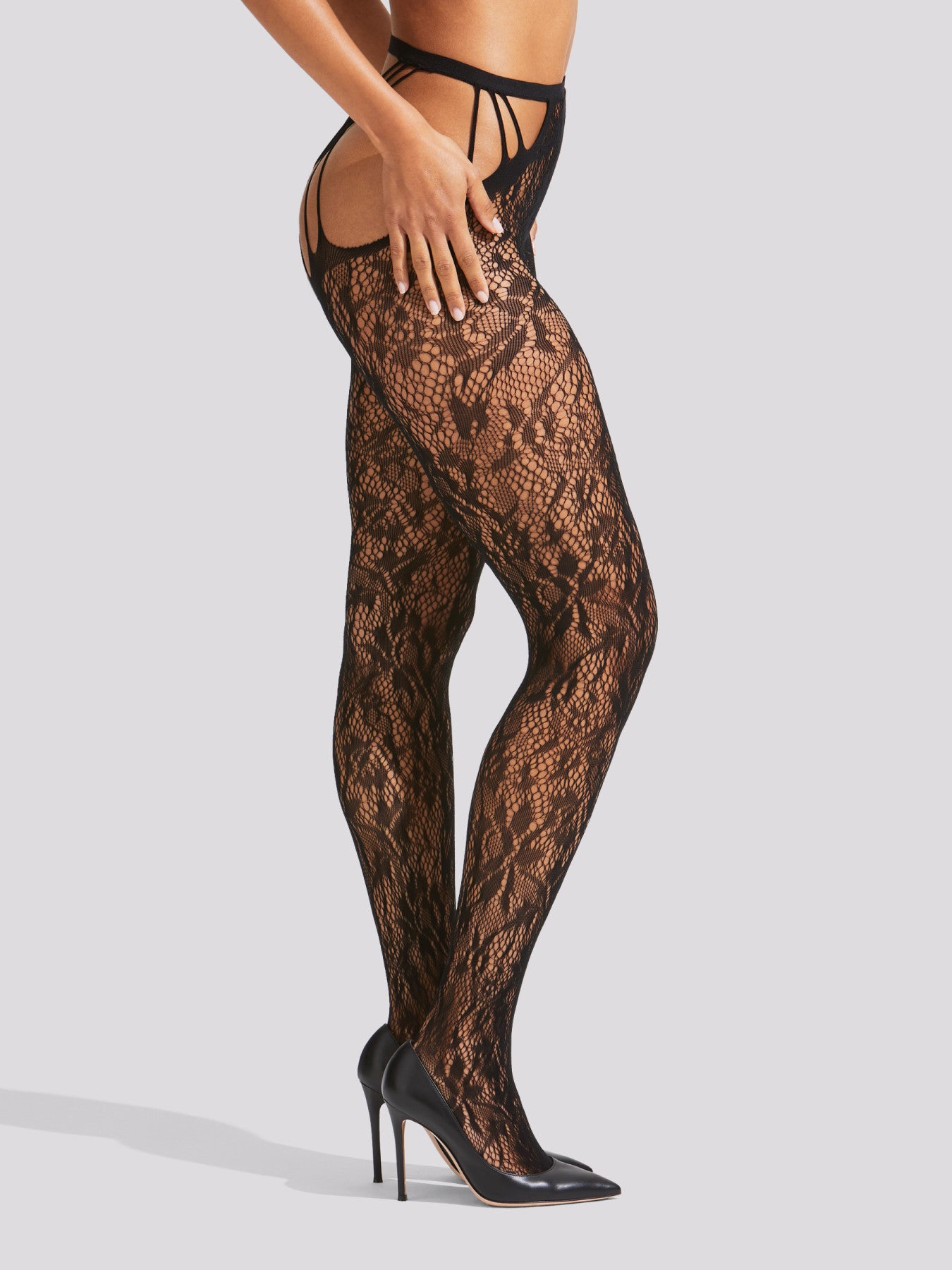 Ann Summers Lace Strappy Crotchless Tights