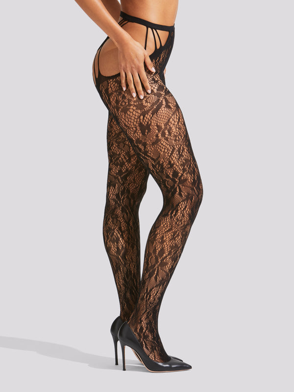 Ann Summers Lace Strappy Crotchless Tights