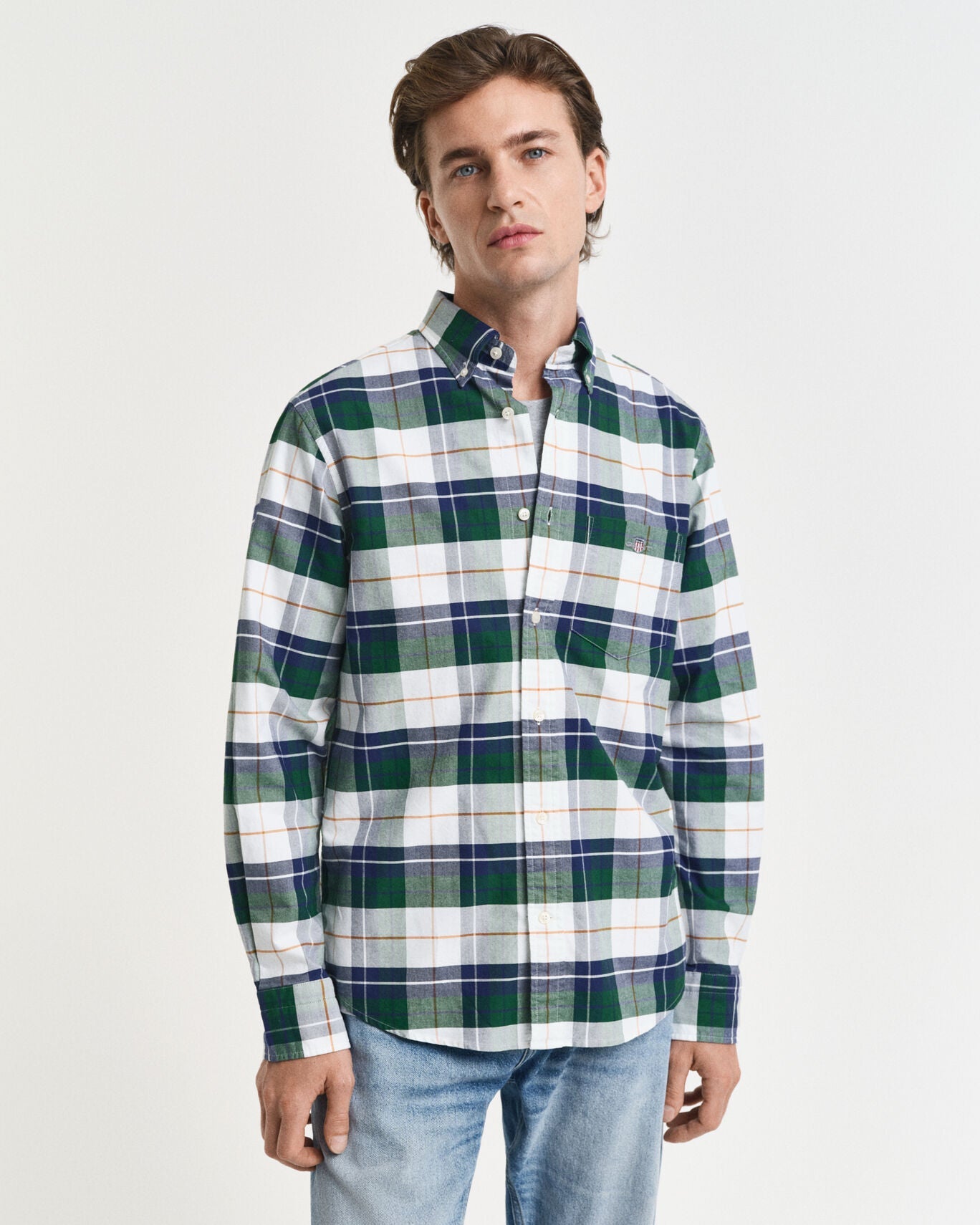 Gant Regular Fit Checked  Classic Short Sleeve  Oxford Shirt