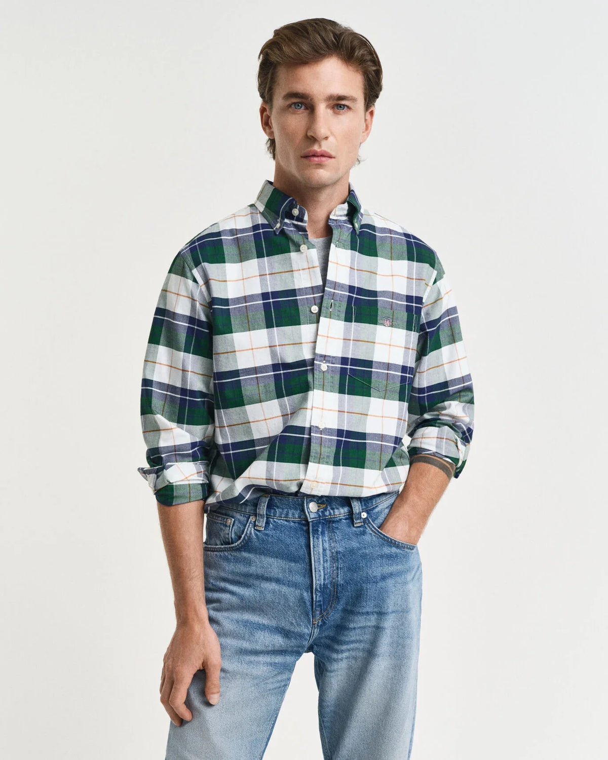 Gant Regular Fit Checked  Classic Short Sleeve  Oxford Shirt