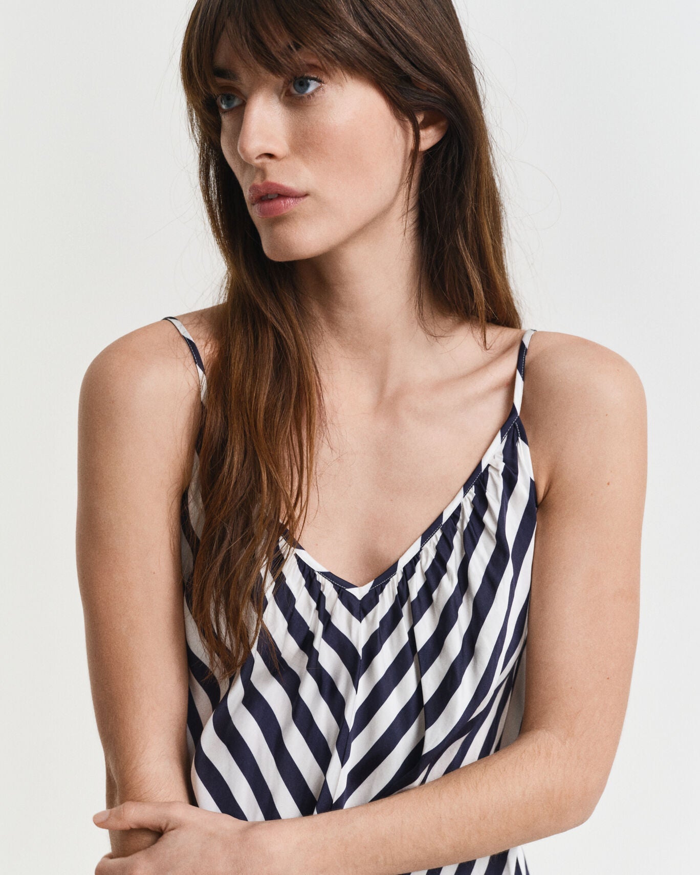 MAXI CHEVRON STRIPED STRAP DRESS