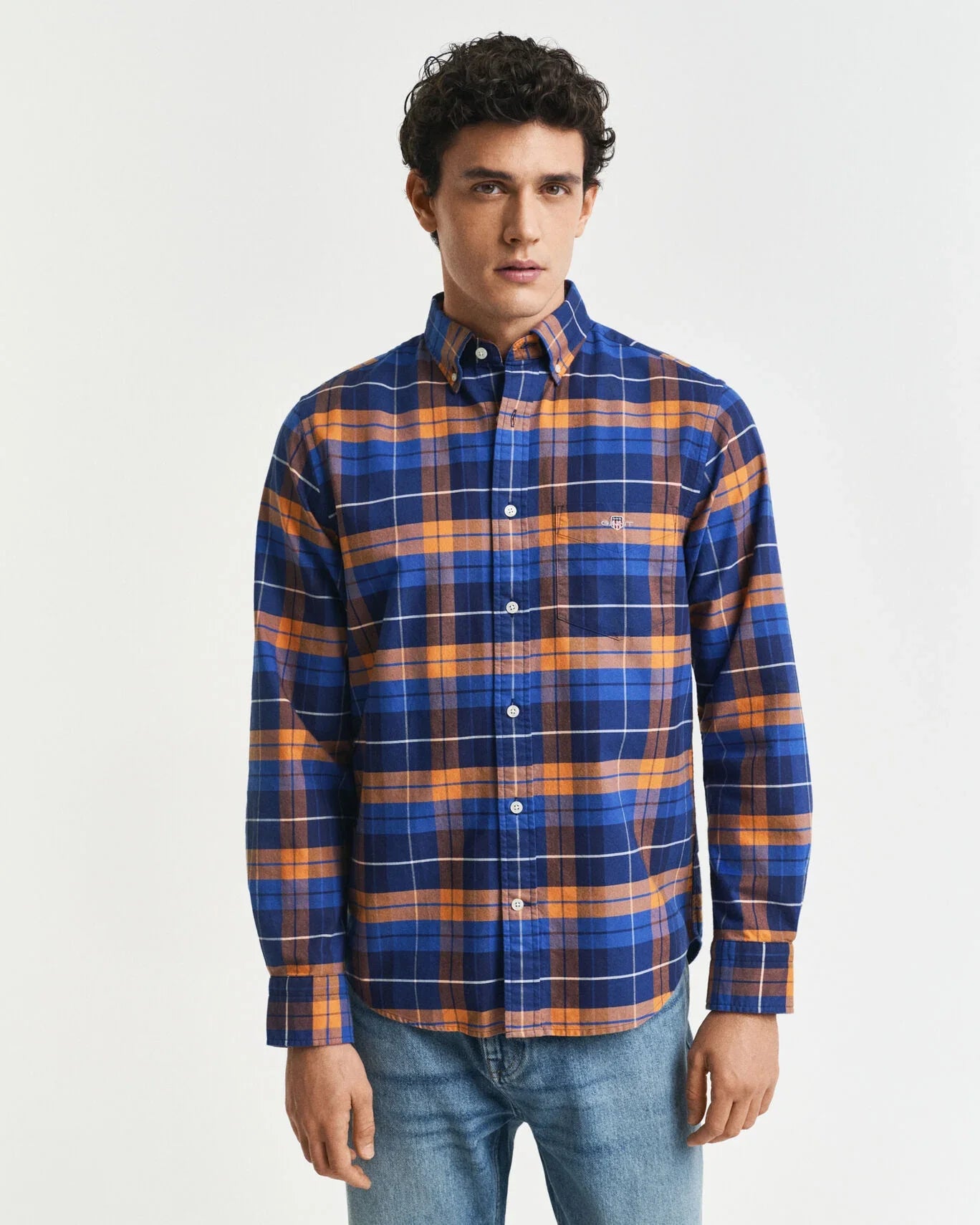 Gant Regular Fit Checked  Classic Short Sleeve  Oxford Shirt