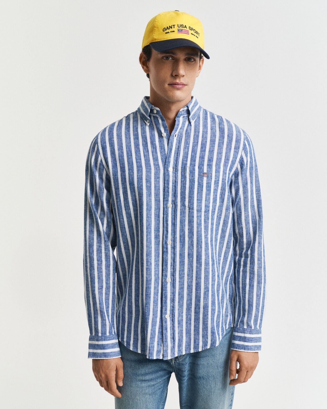 REGULAR Fit Striped Cotton Linen Shirt