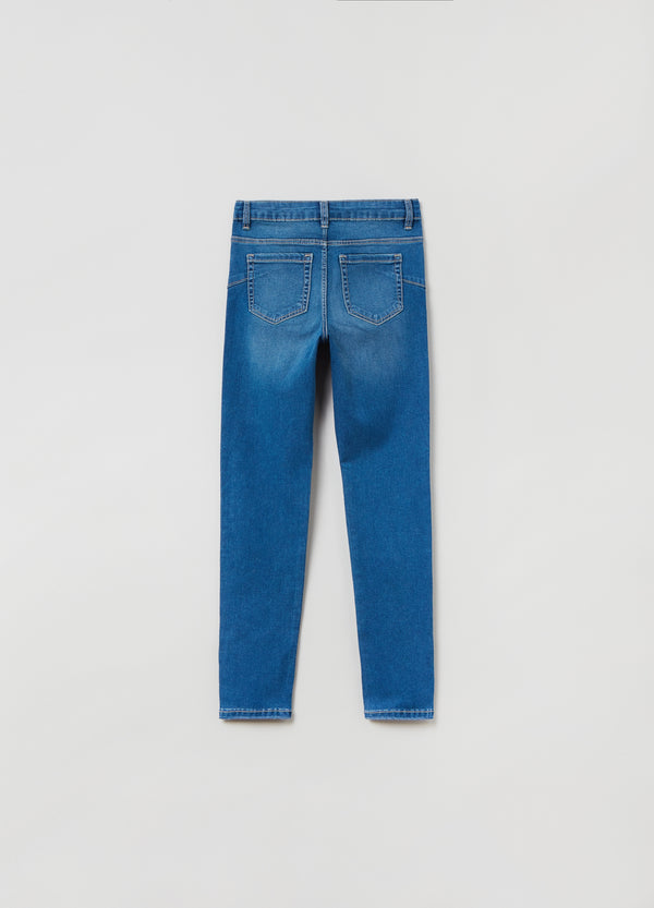 بنطال جينز ضيق للفتيات الصغيرات من OVS مصنوع من قماش الدنيم الفرنسي