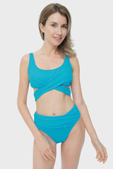 Isla & Evie Front Twist Band Crop Bikini Top