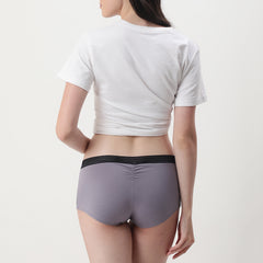 Ls Lingerie Contrast Elastic Waist Boy Short Brief- Silver