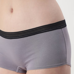 Ls Lingerie Contrast Elastic Waist Boy Short Brief- Silver
