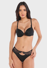Ls Lingerie Ring Detail Lace Band Feature Mesh Hipster Brief