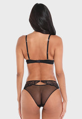 Ls Lingerie Ring Detail Lace Band Feature Mesh Hipster Brief