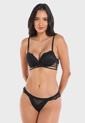 Ls Lingerie Lace Insert & Band Trim Thong