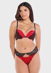 Ls Lingerie Contrast Lace Band High Leg Bikini Brief