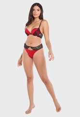 Ls Lingerie Contrast Lace Band High Leg Bikini Brief