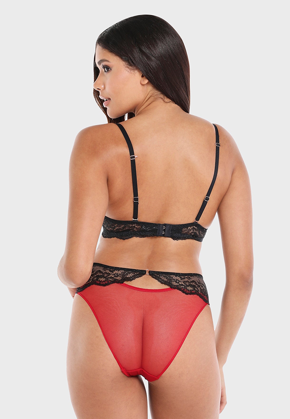 Ls Lingerie Contrast Lace Band High Leg Bikini Brief