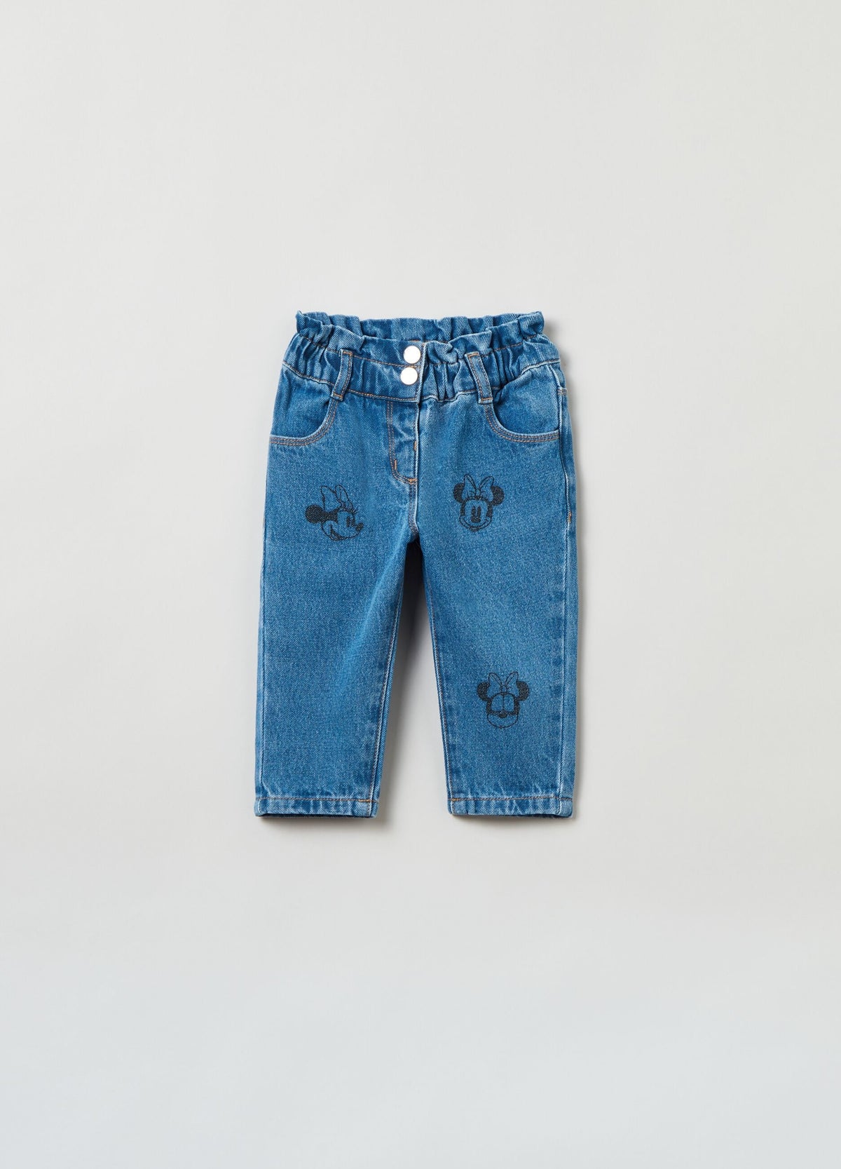 Ovs Slouchy Jeans With Disney Baby Minnie Mouse Print
