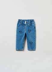 Ovs Slouchy Jeans With Disney Baby Minnie Mouse Print