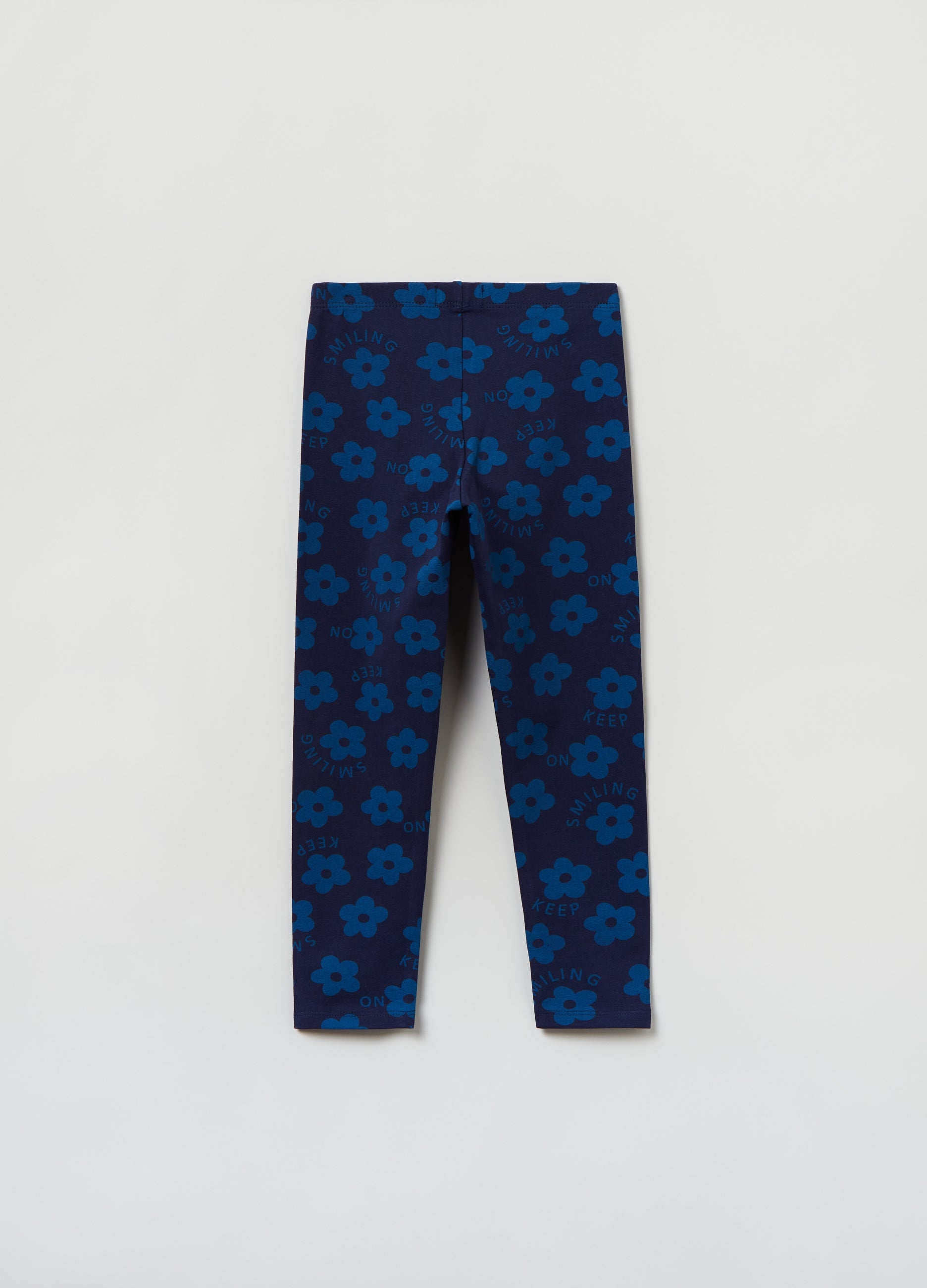Ovs Kid Girls Stretch Cotton Leggings With Floral Print