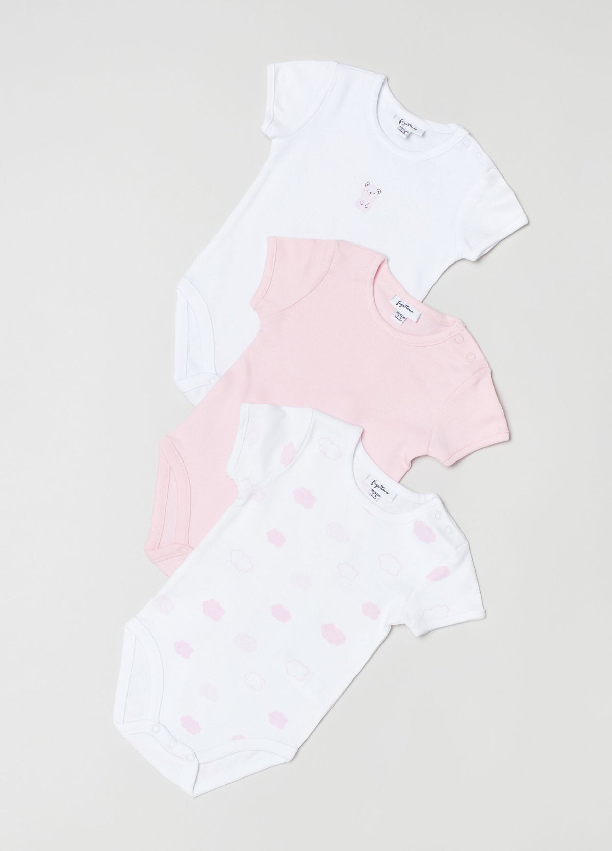Ovs Three-Pack Cotton Bodysuits With Clouds Print
