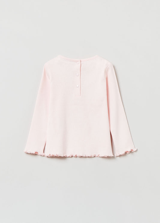 Ovs Long-Sleeved T-Shirt With Scalloped Trims