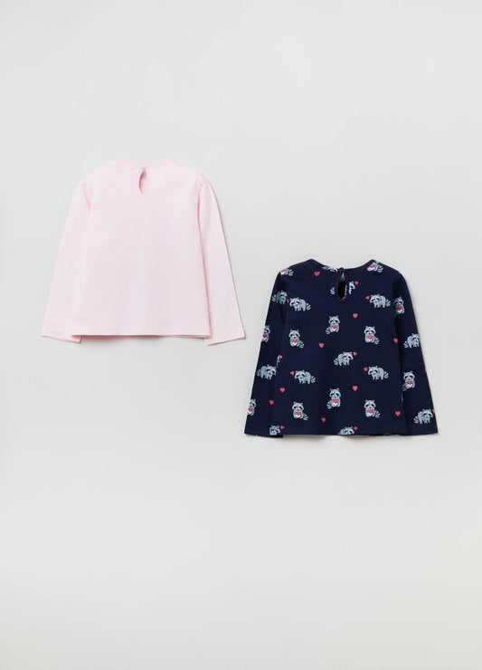 Ovs Two-Pack Cotton T-Shirts With Long Sleeves