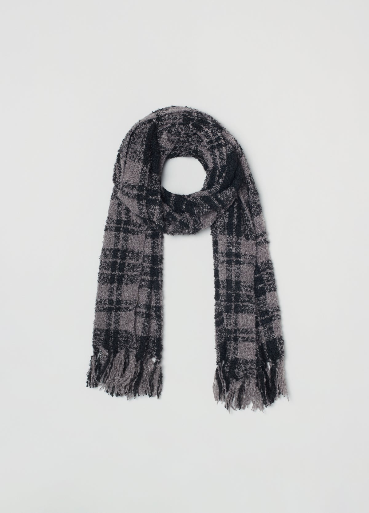 OVS Womens Bouclã© Scarf With Tartan Pattern