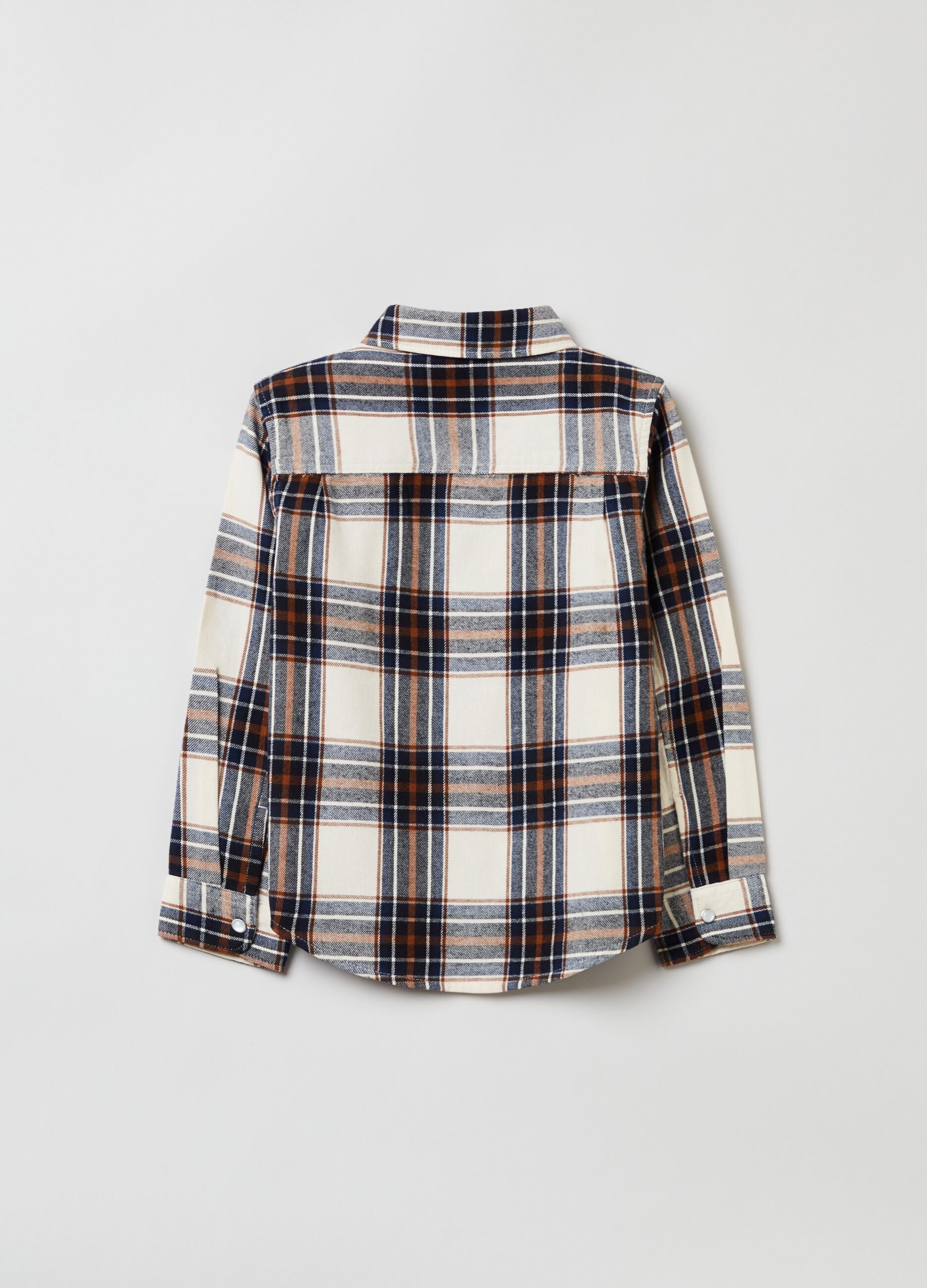 Ovs Housebrand Check Flannel Shirt With Snap Buttons