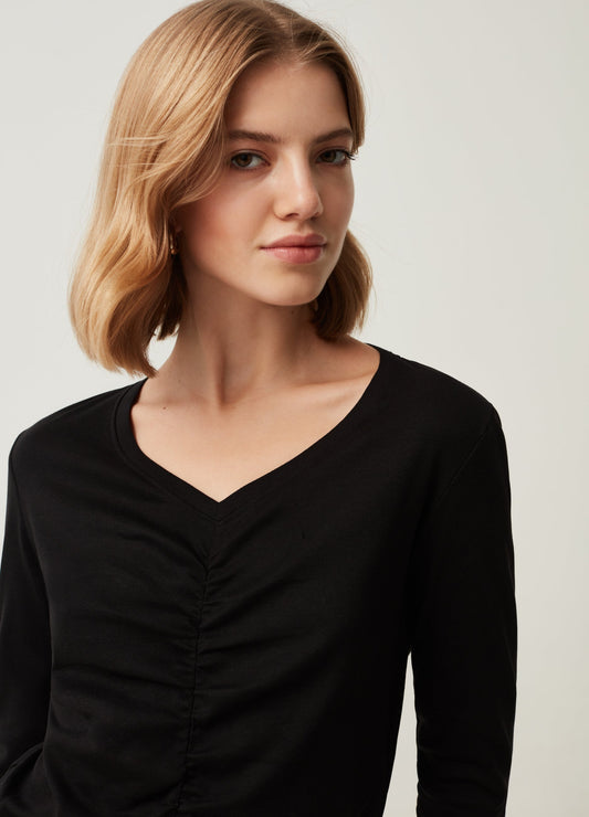 OVS Womens T-Shirt With V Neckline And Gathering
