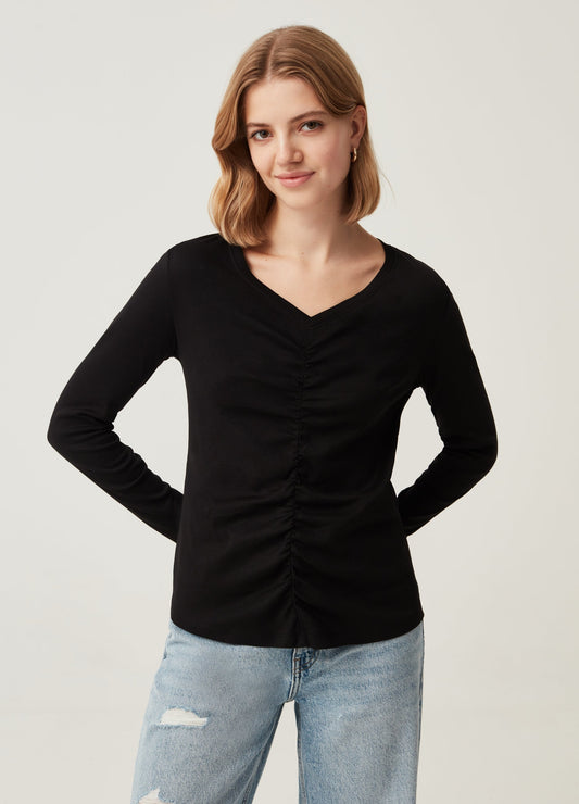 OVS Womens T-Shirt With V Neckline And Gathering