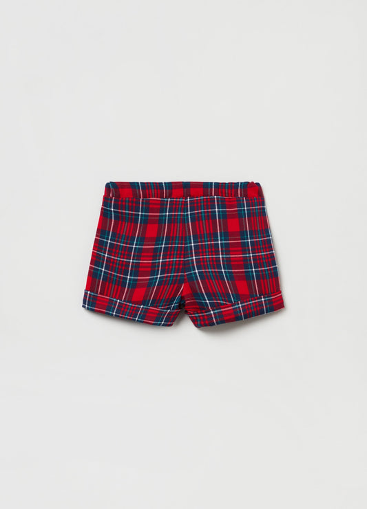 Ovs Baby Girl Tartan Patterned Shorts With Turn-Ups