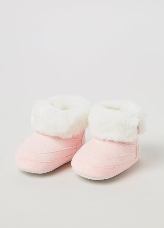 Ovs Newborn Girl Faux Fur Lined Suede Booties