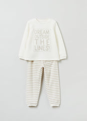 OVS Girls Slogan And Stripe Pyjama Set