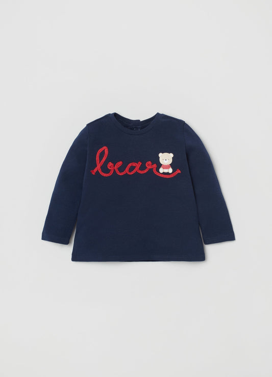 Ovs Newborn Girl Bear Embroidered Long Sleeve T-Shirt
