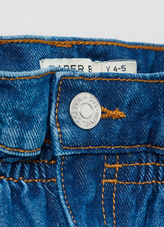 Ovs Girls Five-Pocket, Paper Bag Jeans.